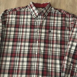 Cinch Red and Black Plaid Button-Down Shirt
